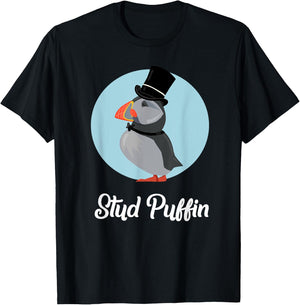 Stud Puffin Seabird Lover Stud Muffin Gift T-Shirt - T-Shirt | Black