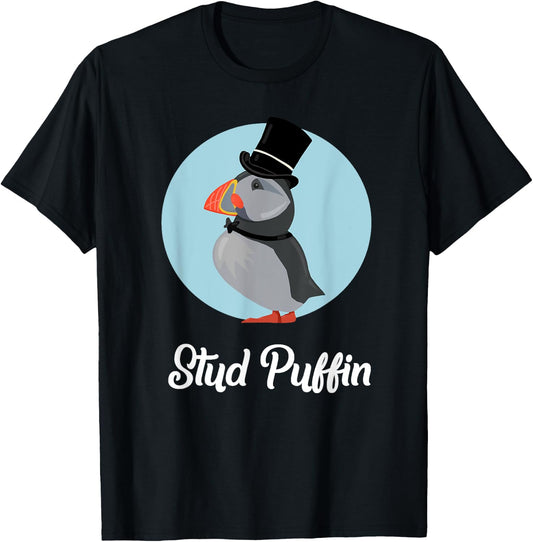 Stud Puffin Seabird Lover Stud Muffin Gift T-Shirt - T-Shirt | Black