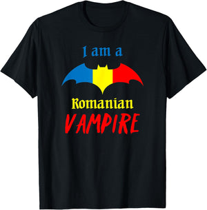 Patriotic Romanian Vampire Halloween Romania Flag T-Shirt - T-Shirt | Black