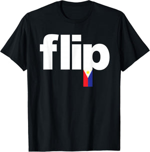 Cool Filipino Flag Pride - Pinoy Flip Logo T-Shirt - T-Shirt | Black