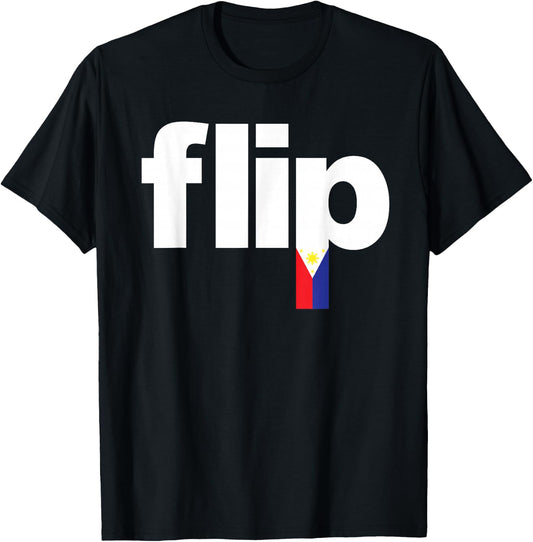 Cool Filipino Flag Pride - Pinoy Flip Logo T-Shirt - T-Shirt | Black