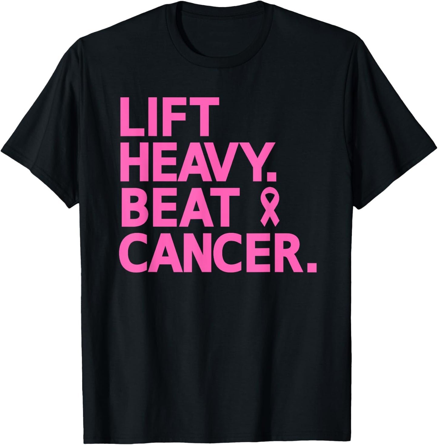 Lift Heavy Beat Cancer Workout Fitness Gym Strong Woman T-Shirt - T-Shirt | Black
