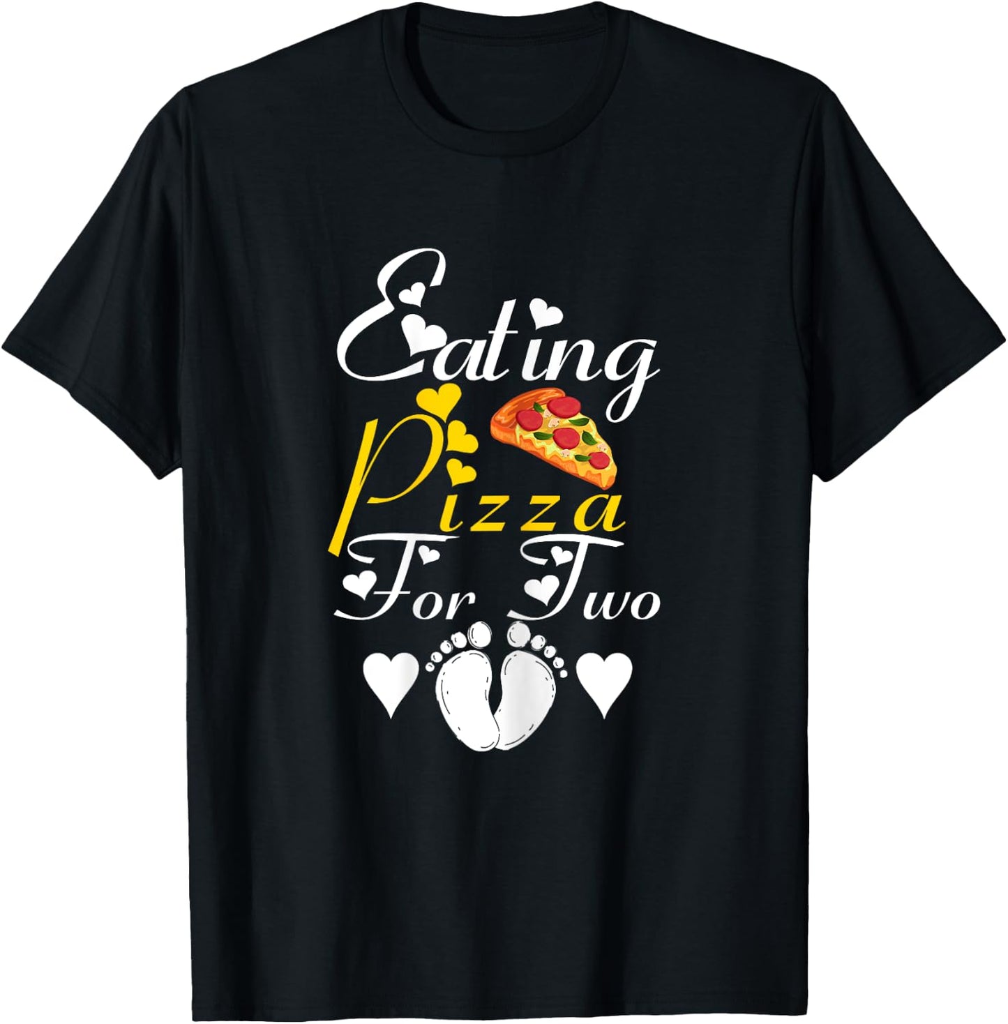 Eating Pizza For Two Funny Pregnancy Announcement T-Shirt - T-Shirt | Black