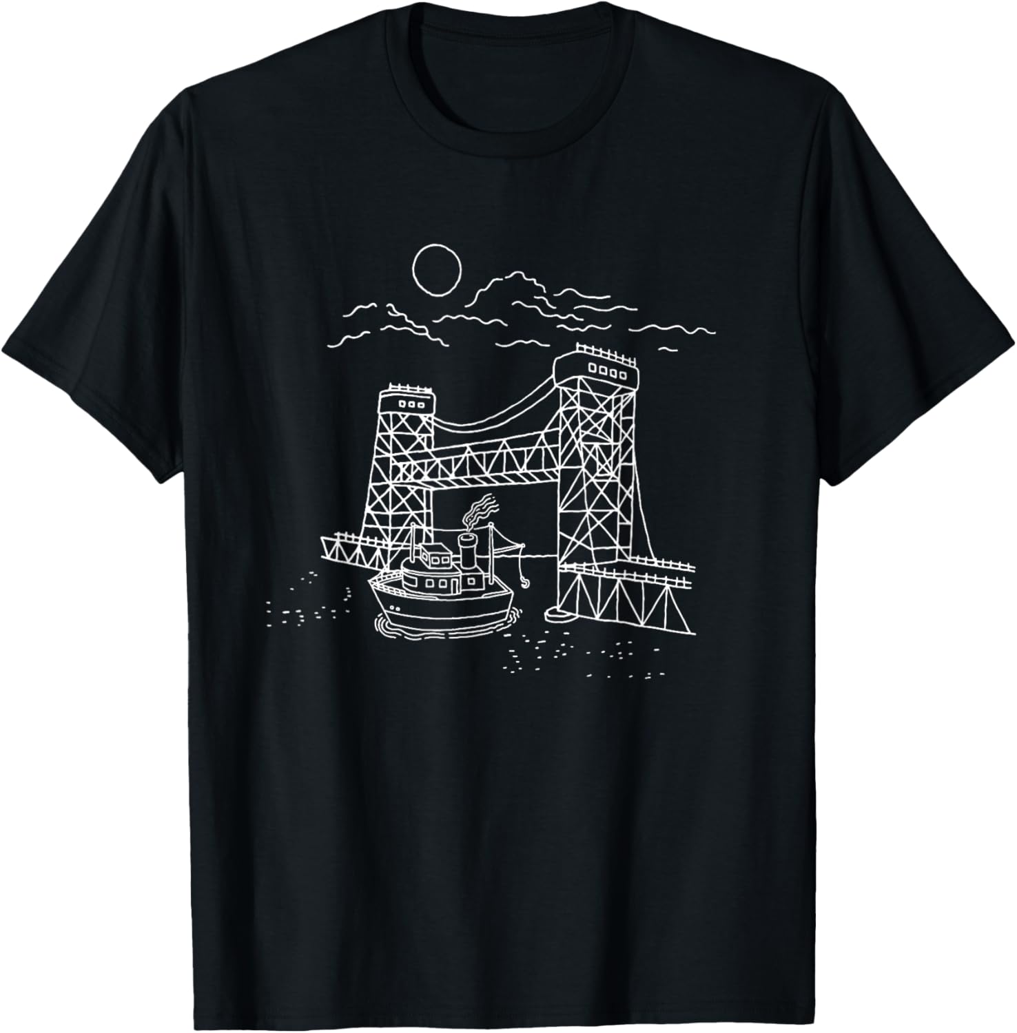 Portage Lake Lift Bridge Keweenaw Peninsula T-Shirt - T-Shirt | Black