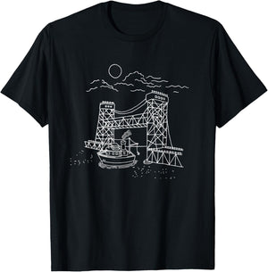 Portage Lake Lift Bridge Keweenaw Peninsula T-Shirt - T-Shirt | Black