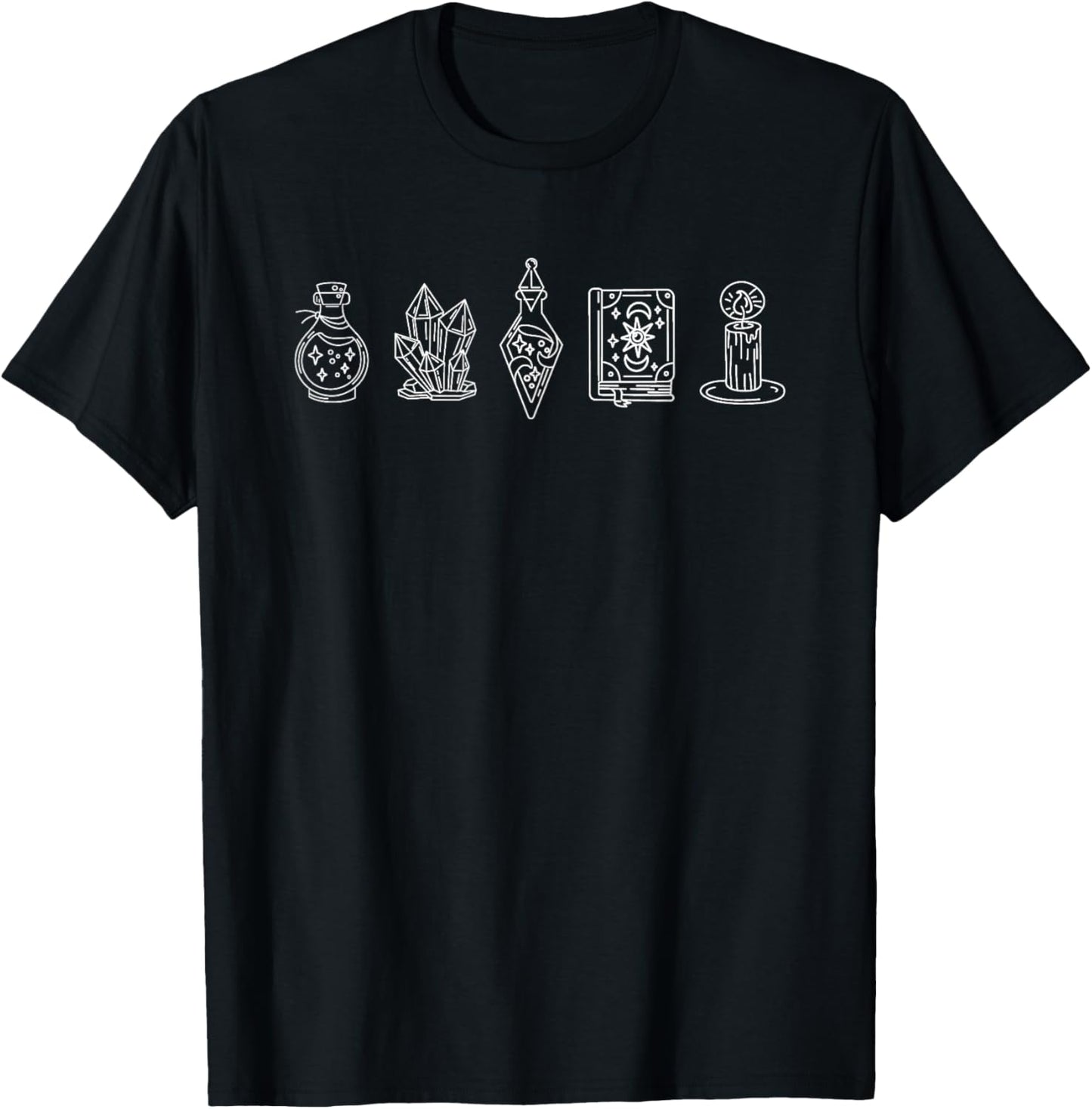 Potions Spells Book Candle Crystals Witchcore Witchcraft T-Shirt - T-Shirt | Black