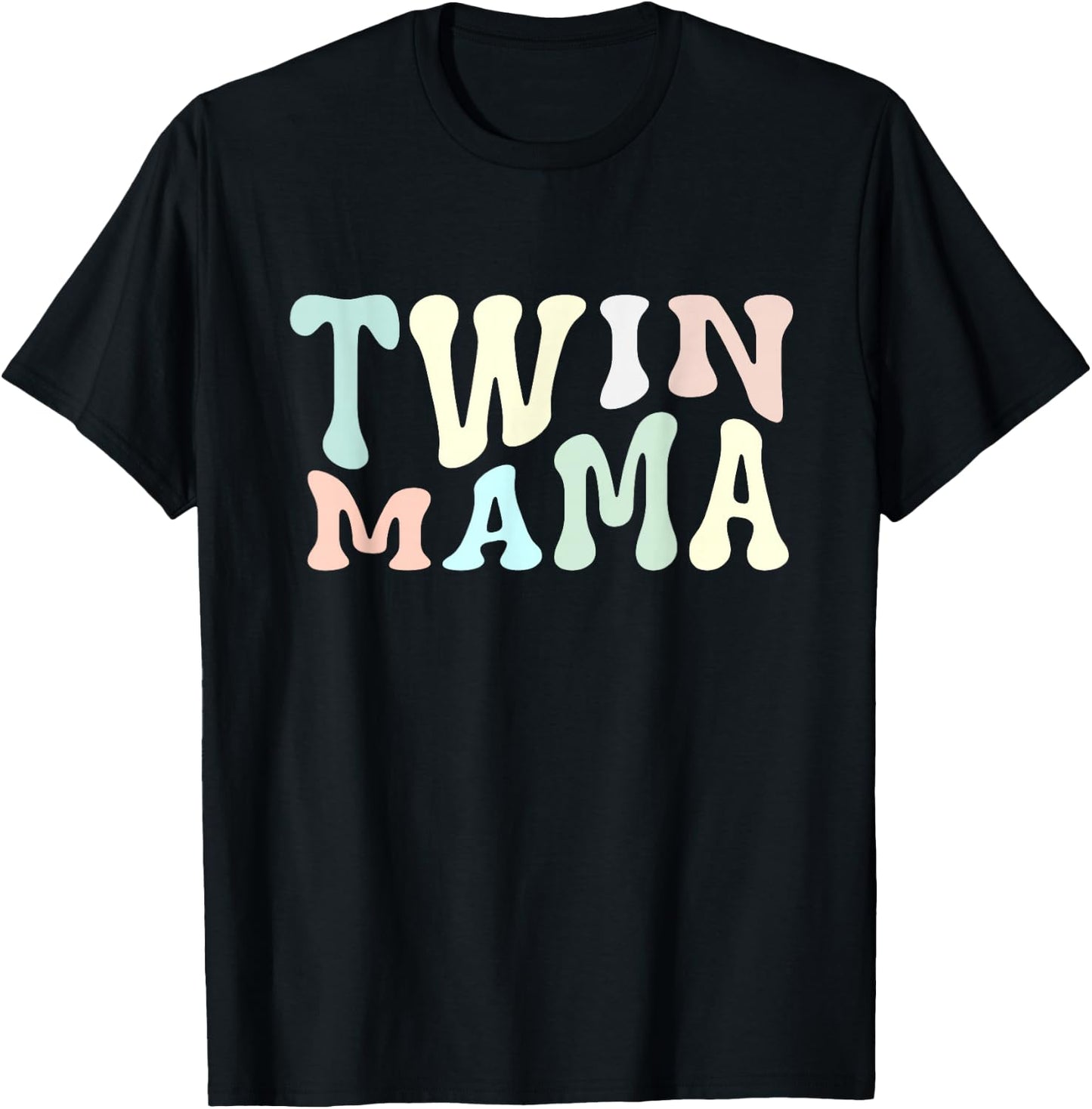 Retro Twin Mama Twin Mom Established Mom Motherhood T-Shirt - T-Shirt | Black