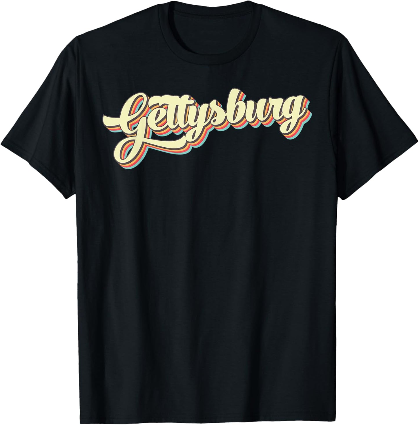 Gettysburg Retro Art Baseball Font Vintage T-Shirt - T-Shirt | Black