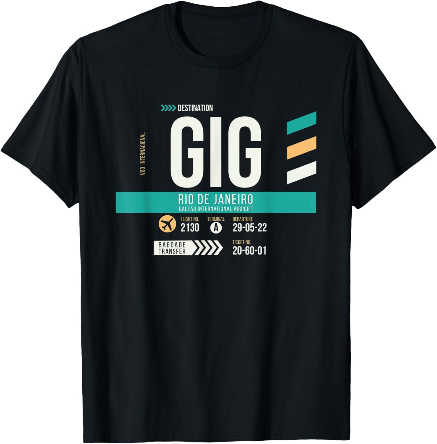 Vintage Rio GIG Airport Code Retro Travel Day Brazil T-Shirt - T-Shirt | Black