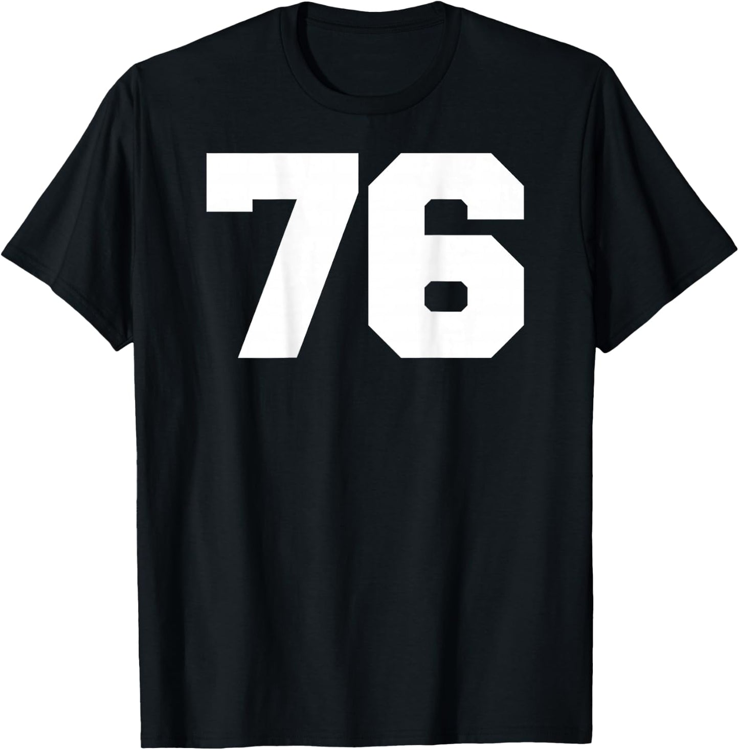 Number 76 Sports Jersey Player #76 Fan BACK PRINT Varsity T-Shirt - T-Shirt | Black