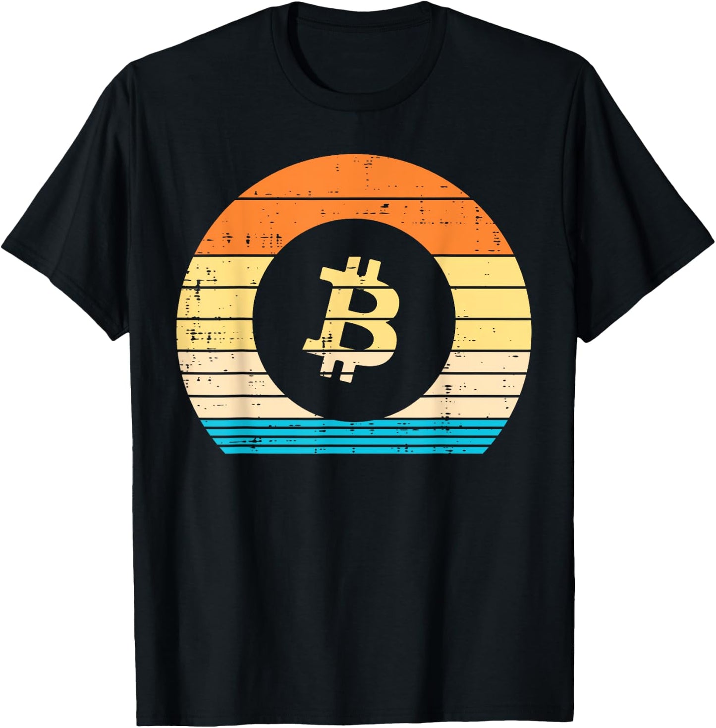 Bitcoin Sunset Retro BTC Crypto Cryptocurrency Men Women T-Shirt - T-Shirt | Black