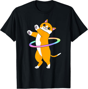 Cute Dancer Hula Hooper Cat Hula Hoop T-Shirt - T-Shirt | Black