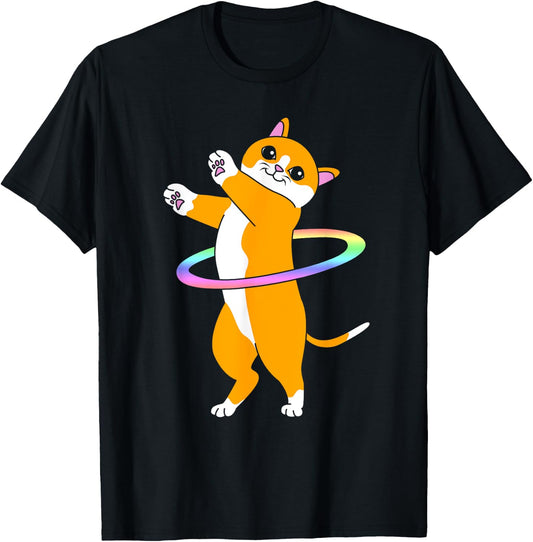 Cute Dancer Hula Hooper Cat Hula Hoop T-Shirt - T-Shirt | Black