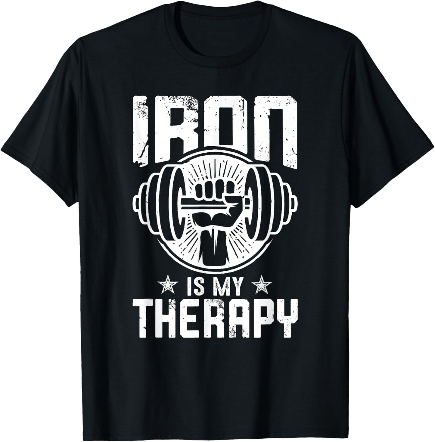 Iron Is My Therapy Gym Motivational T-Shirt - T-Shirt | Black