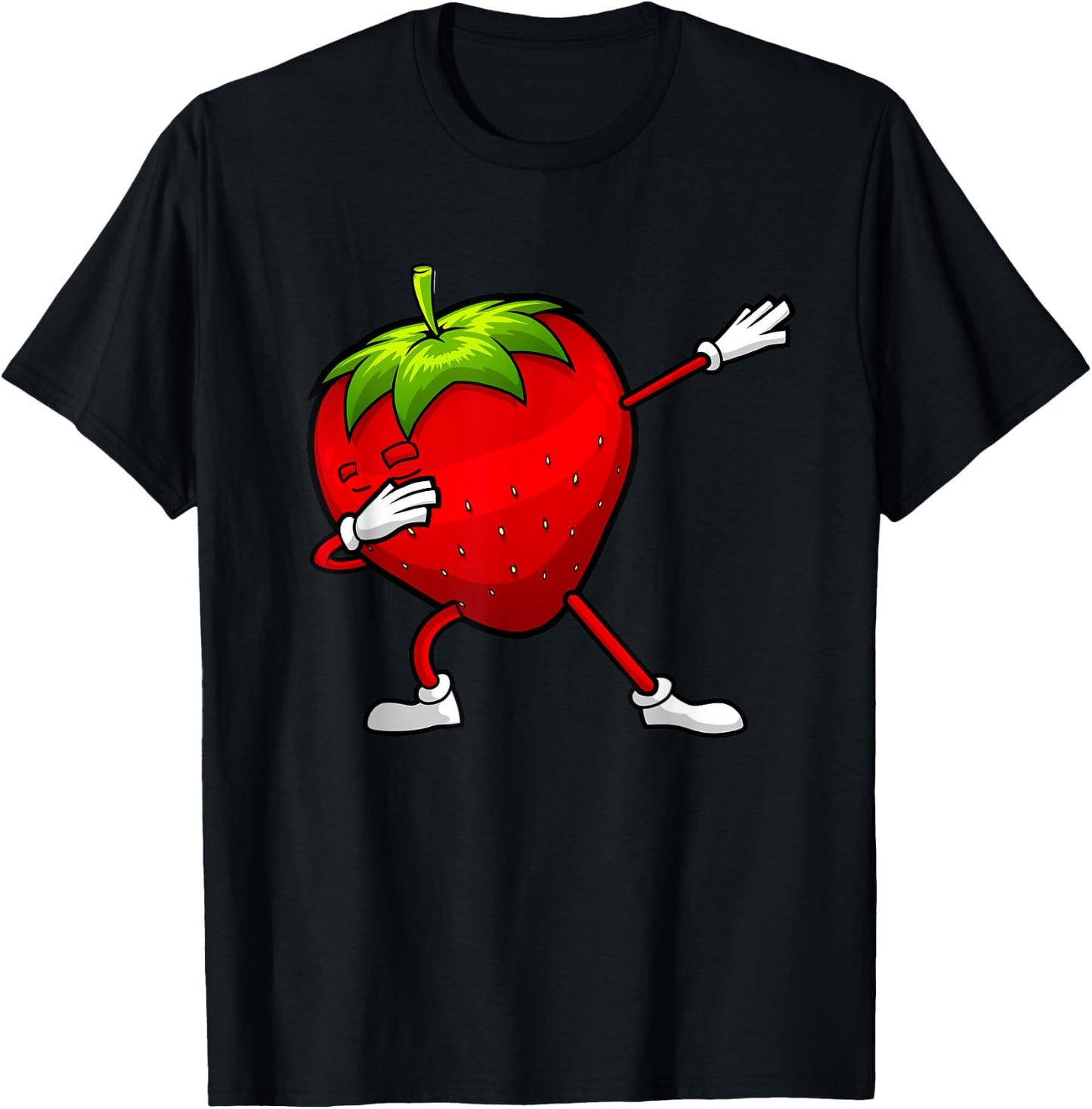 Funny Strawberry Design Dabbing Strawberry Lover Men Women T-Shirt - T-Shirt | Black