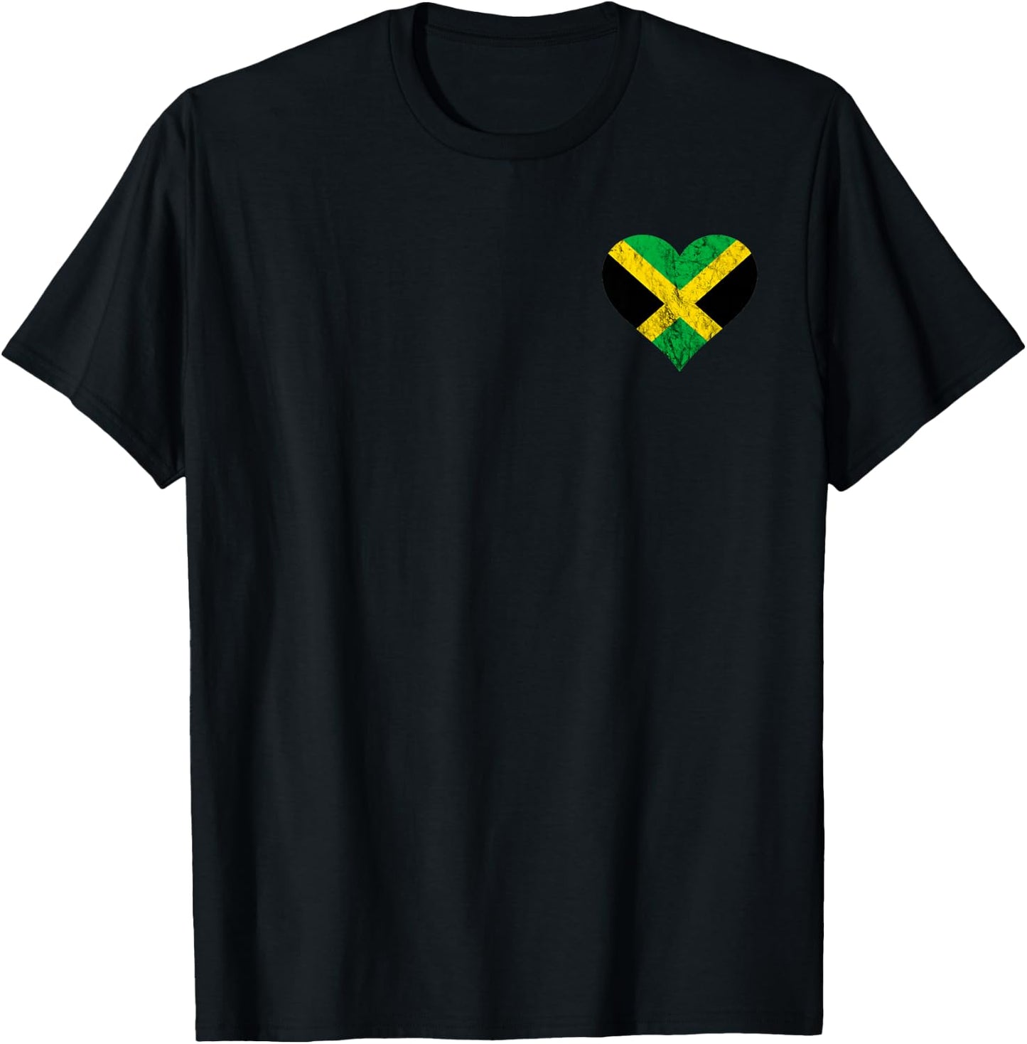 Jamaica Heart Jamaican Pride Caribbean Heritage Flag T-Shirt - T-Shirt | Black