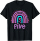 Girl's 5th Birthday Boho Rainbow Five 5 Years Old T-Shirt - T-Shirt | Black