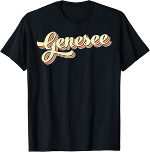 Genesee Retro Art Baseball Font Vintage T-Shirt - T-Shirt | Black
