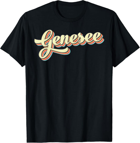Genesee Retro Art Baseball Font Vintage T-Shirt - T-Shirt | Black