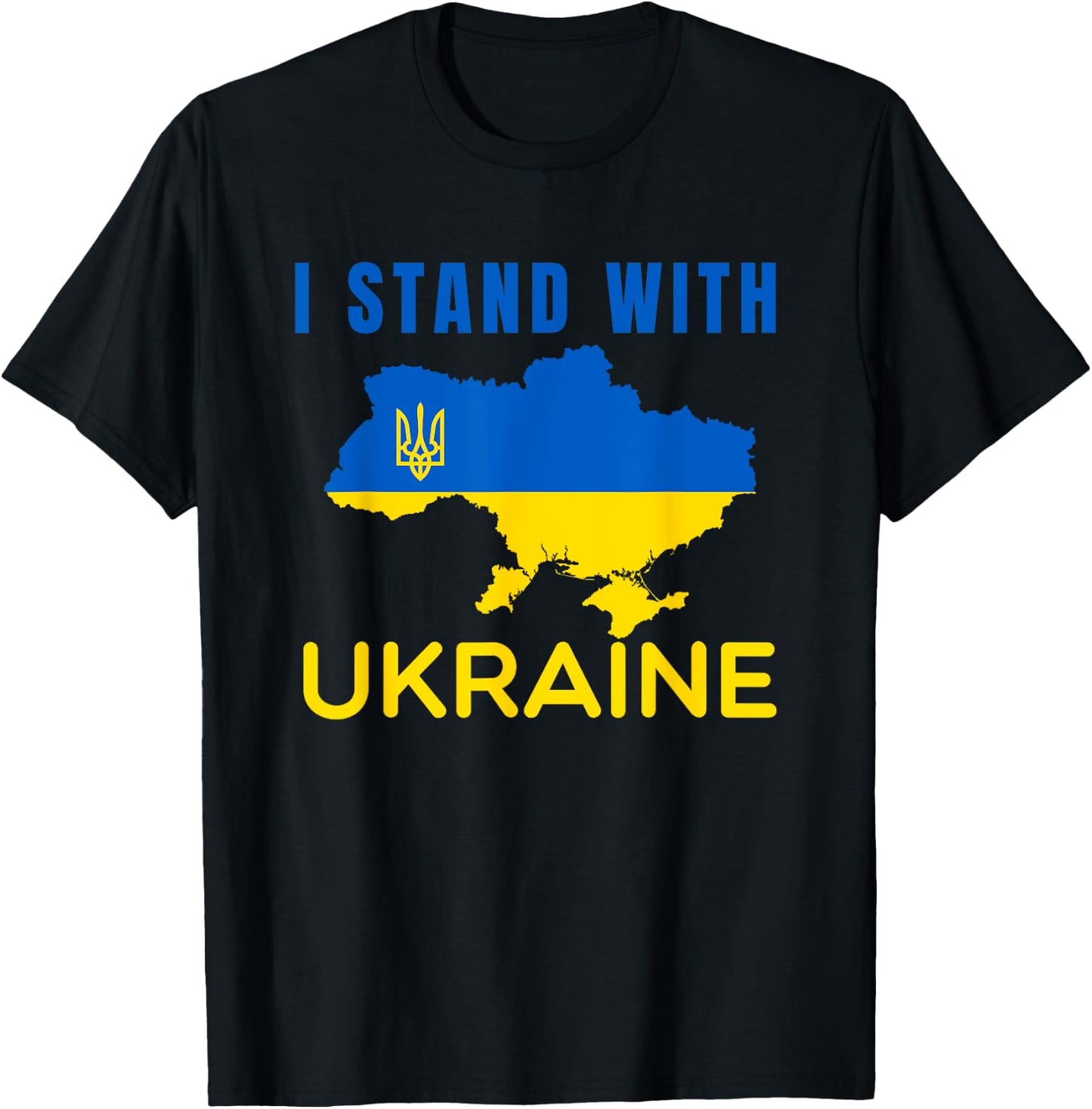 I stand with Ukraine flag emblem map patriot T-Shirt - T-Shirt | Black