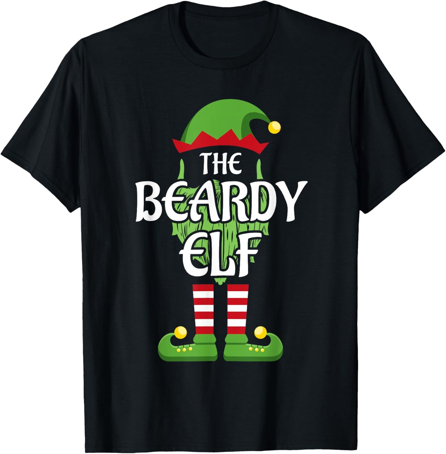 Beardy Elf Family Matching Group Christmas T-Shirt - T-Shirt | Black