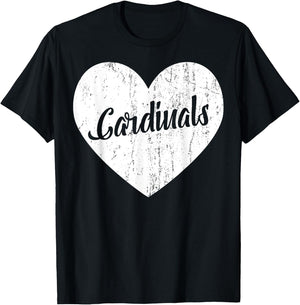 Cardinals School Sports Fan Team Spirit Mascot Heart Gift T-Shirt - T-Shirt | Black