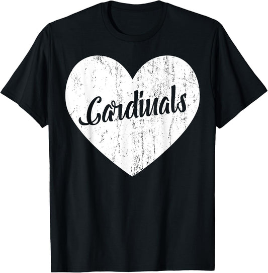 Cardinals School Sports Fan Team Spirit Mascot Heart Gift T-Shirt - T-Shirt | Black