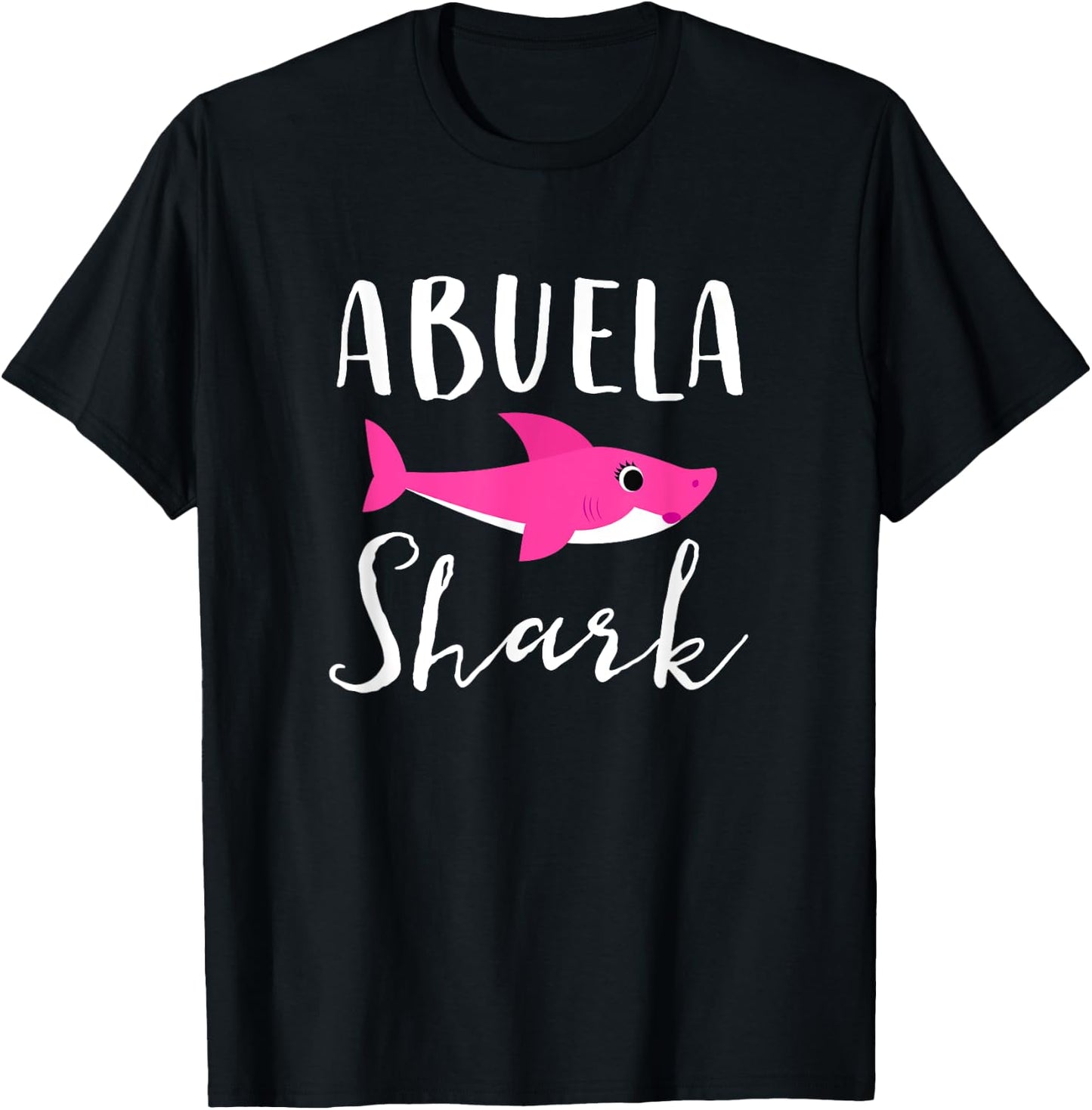 Abuela Shark Grandma Grandmother Pink Shark Graphic T-Shirt - T-Shirt | Black