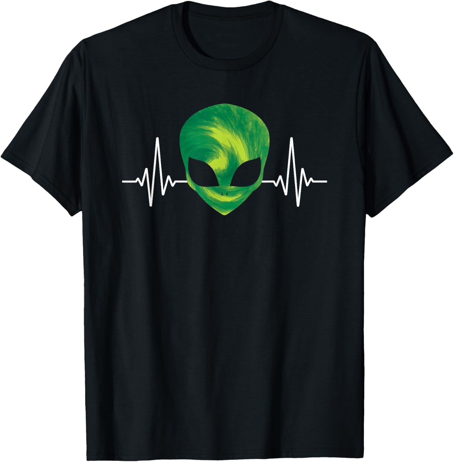 Alien Head Heartbeat Extraterrestrial Space UFO Alien T-Shirt - T-Shirt | Black