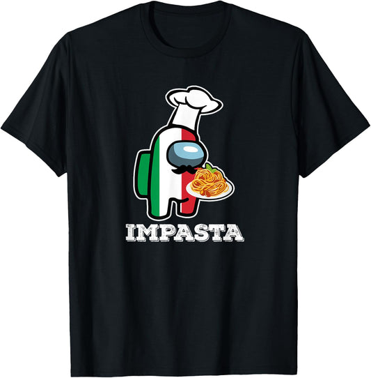 Impasta Fun Noodle Design T-Shirt - T-Shirt | Black
