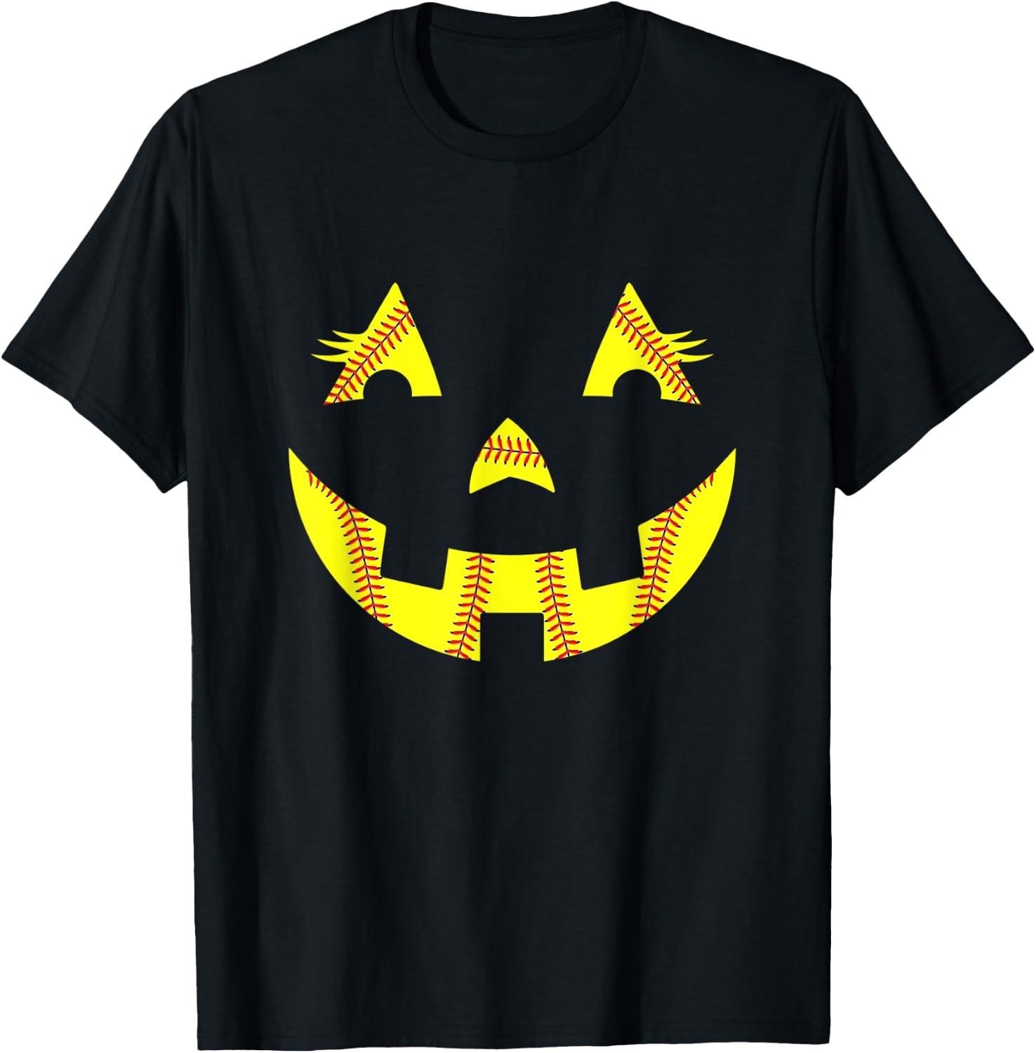 Jack O Lantern Softball Halloween Costume Mom Women Girls T-Shirt - T-Shirt | Black