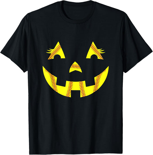 Jack O Lantern Softball Halloween Costume Mom Women Girls T-Shirt - T-Shirt | Black