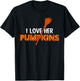 I Love Her Pumpkins I Love His Broomstick Halloween Couples T-Shirt - T-Shirt | Black