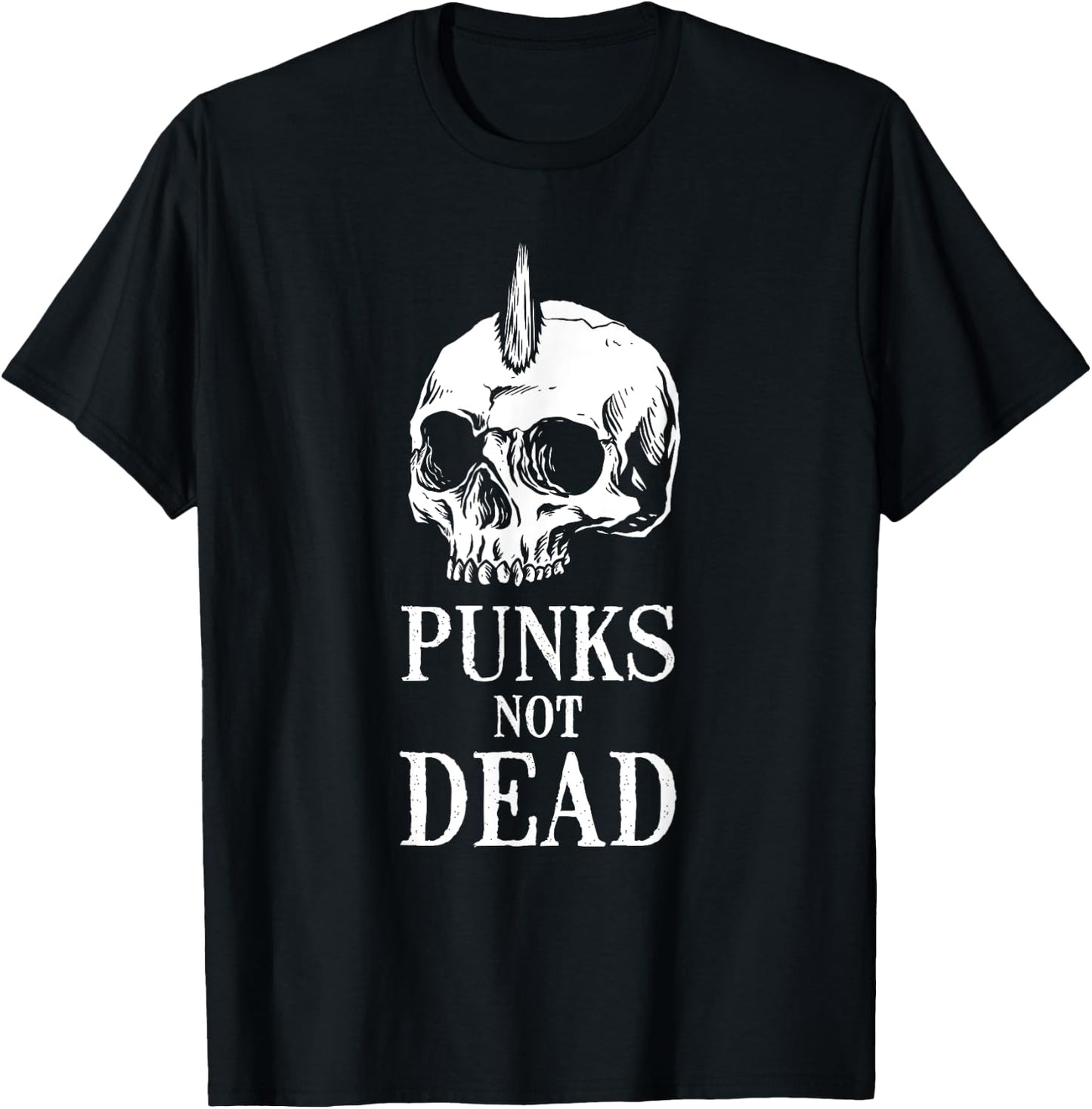 Punks Not Dead Skeleton Skull Heavy Metal Rock Music Band T-Shirt - T-Shirt | Black