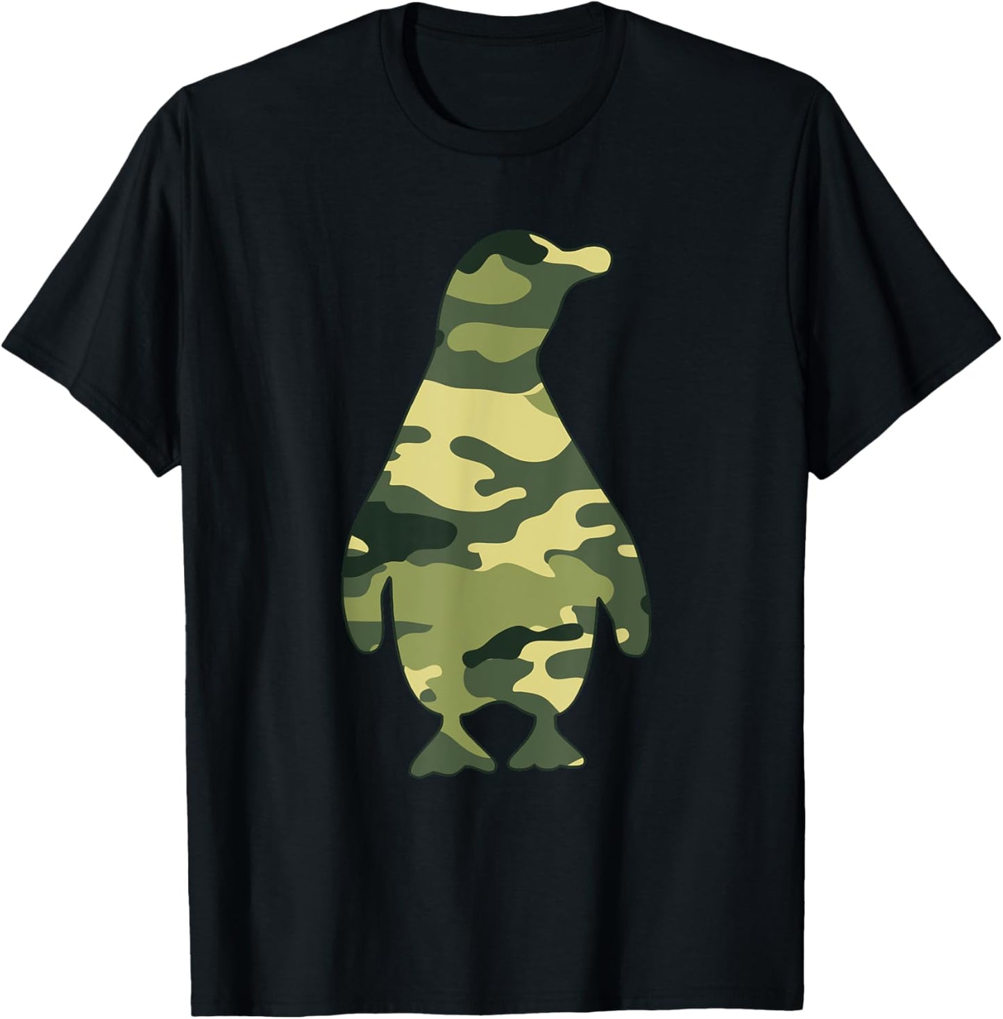 Military Penguin Camo Men Print US Bird Animal Veteran Gift T-Shirt - T-Shirt | Black