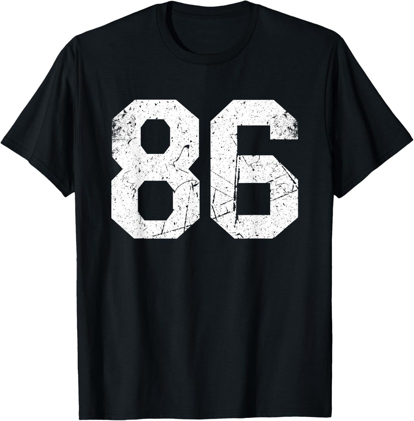 Number #86 White Retro Vintage Varsity Number T-Shirt - T-Shirt | Black