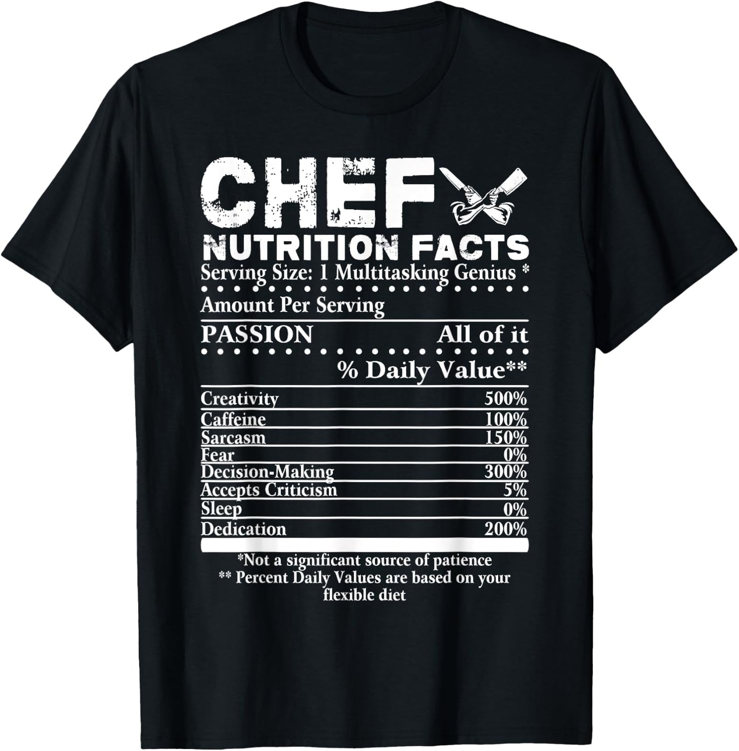Chef Nutrition Facts Cool Chef Gift Chefs T-Shirt - T-Shirt | Black
