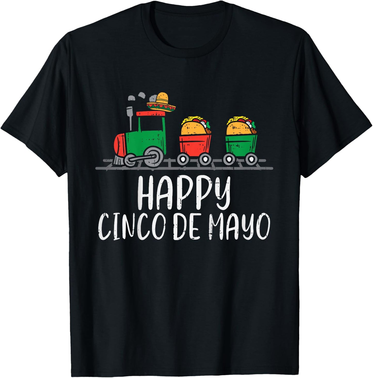 Kids Happy Cinco De Mayo Mexican Tacos Train Toddler Boys Kids T-Shirt - T-Shirt | Black