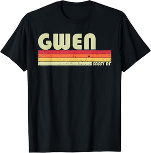 GWEN Gift Name Personalized Retro Vintage 80s 90s Birthday T-Shirt - T-Shirt | Black