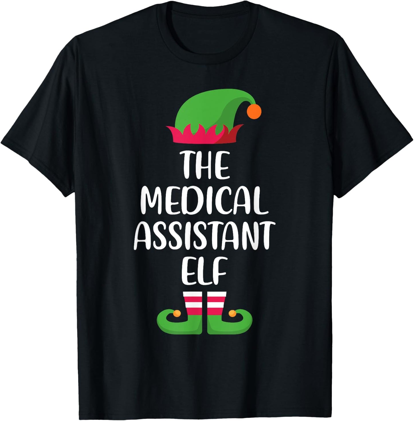 Medical Assistant Elf Family Matching Group Christmas Pajama T-Shirt - T-Shirt | Black