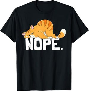 Nope Cat Lovers Gift Nope T Shirts Lazy Cat T-Shirt - T-Shirt | Black
