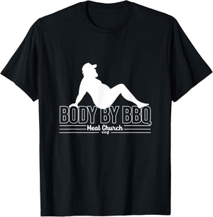 Body By BBQ Meat By Church Barbecue Daddy Funny Cooking T-Shirt - T-Shirt | Black