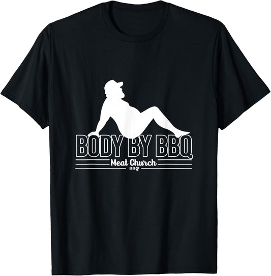 Body By BBQ Meat By Church Barbecue Daddy Funny Cooking T-Shirt - T-Shirt | Black