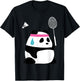 Exhausted Badminton Panda - Funny Cute Shuttlecock Animal T-Shirt - T-Shirt | Black