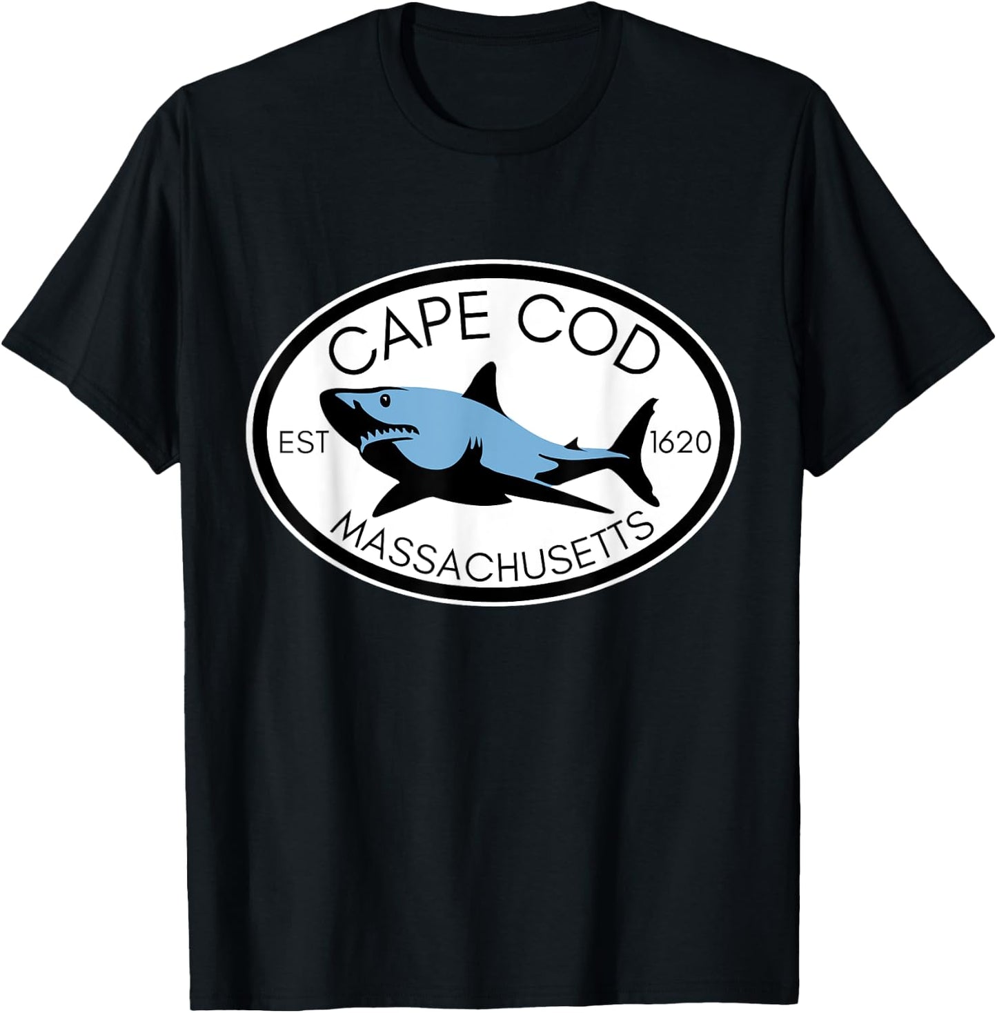 Cape Cod Massachusetts Fishing Shark Fish Beach Boating T-Shirt - T-Shirt | Black