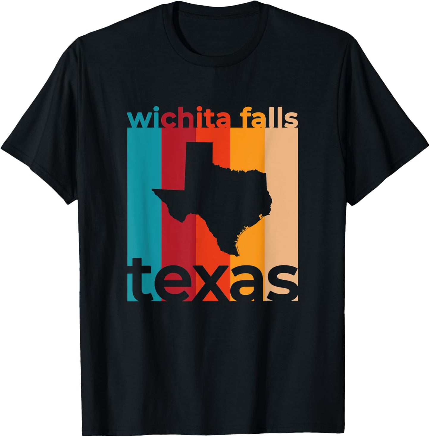 Wichita Falls Texas Vintage TX Retro Repeat Cutout T-Shirt - T-Shirt | Black
