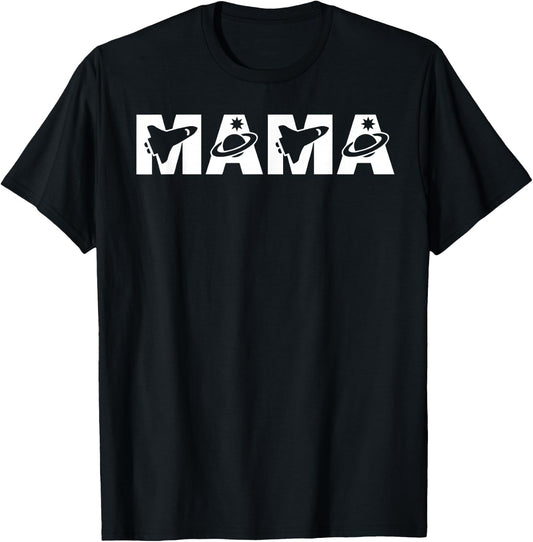 Funny Mama Space Astronaut Birthday Party T-Shirt - T-Shirt | Black