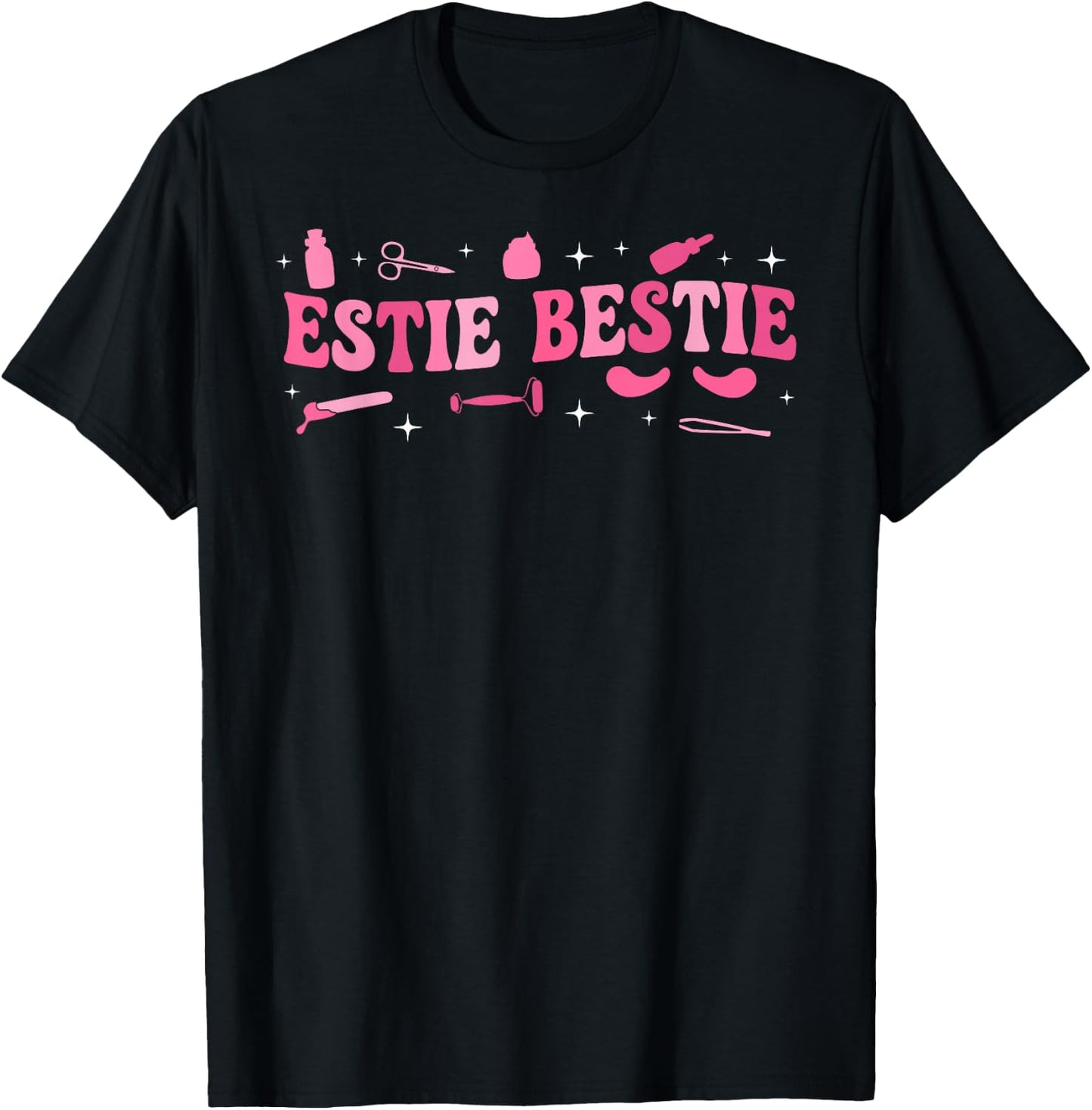 Estie Bestie Esthetician Esthetics Groovy Estheticians T-Shirt - T-Shirt | Black