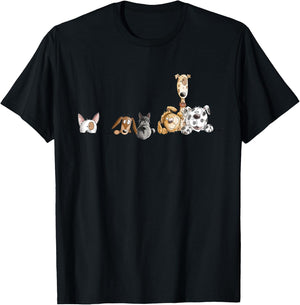 Droll Dogs Team I Funny Puppy Dog Lover Cartoon Fun T-Shirt - T-Shirt | Black