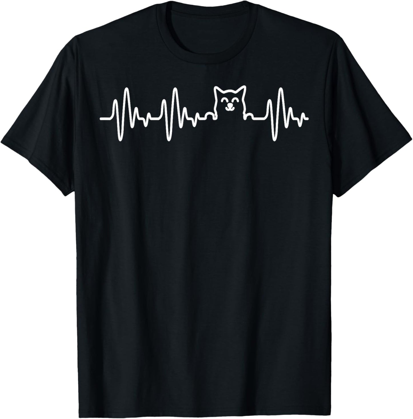 Cat Heartbeat EKG Kitten Lover Feline Lady Gift T-Shirt - T-Shirt | Black